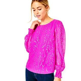 Lilly Pulitzer + Idina Long Sleeve Silk Top