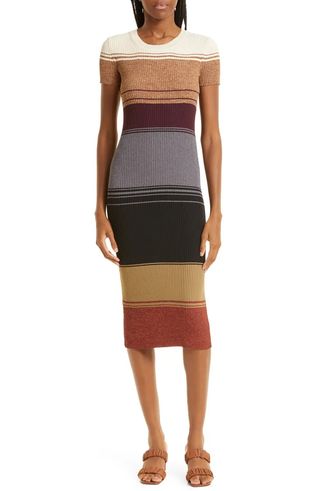 Staud + Colleen Colorblock Rib Sweater Dress