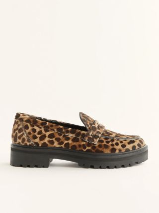 Reformation + Agathea Chunky Loafers in Leopard