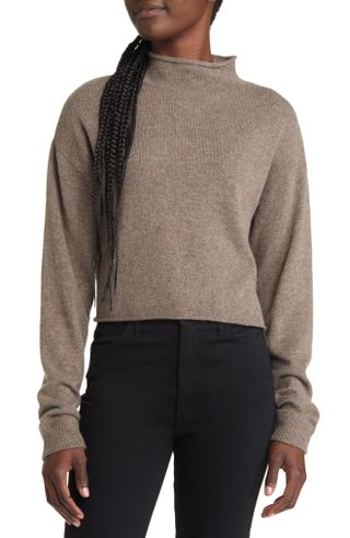 Reformation + Recycled Cashmere Blend Crop Roll Neck Sweater