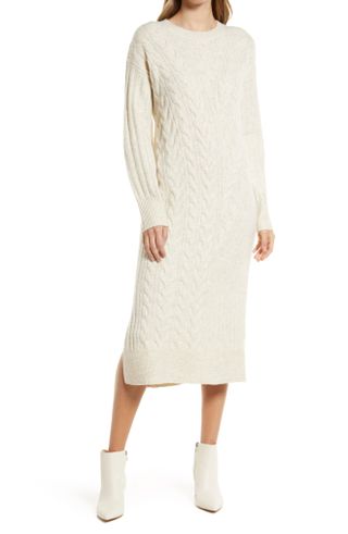 Nordstrom + Holiday Long Sleeve Cable Sweater Dress