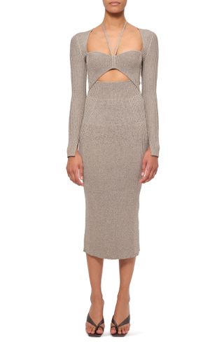 Jonathan Simkhai + Danika Cutout Detail Long Sleeve Rib Sweater Dress