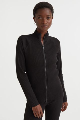 H&M + Ribbed Top With Zipper