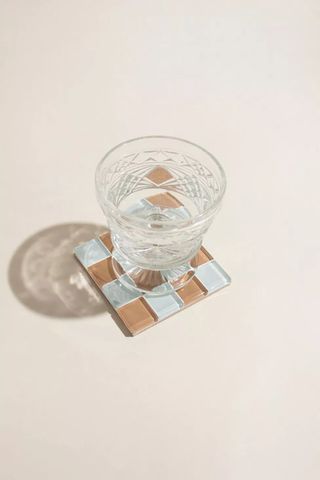 Subtle Art Studios + Chocolate Checkered Glass Tile Coaster