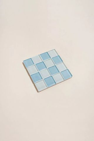 Subtle Art Studios + Chocolate Checkered Glass Tile Coaster