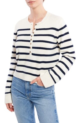 La Ligne + Breton Stripe Henley Cashmere Sweater