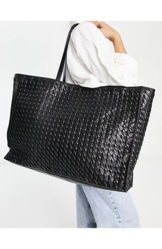 Topshop + Tia Oversize Weave Faux Leather Tote