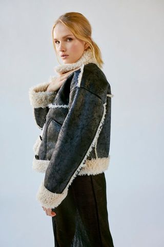 Urban Outfitters + Maria Faux Leather & Shearling Jacket