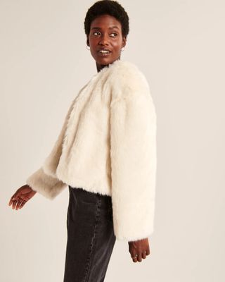 Abercrombie and Fitch + Cropped Faux Fur Jacket