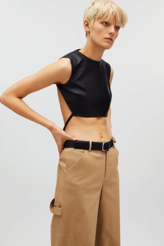 Kaia X Zara + Leather Crop Top