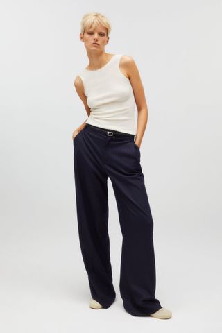 Kaia X Zara + Pinstripe Pants