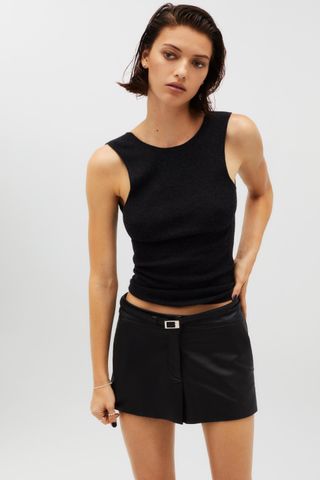 Kaia X Zara + Leather Mini Skirt