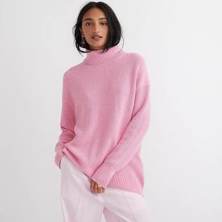 J.Crew + Ribbed Cotton-Cashmere Relaxed Turtleneck Sweater