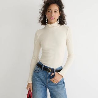 J.Crew + Vintage Rib Ruffle Mockneck