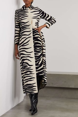 Dries Van Noten + Zebra-Stripe Chenille Coat