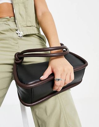 Topshop + Scilla Contrast Bag in Black