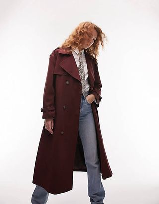 Topshop + Soft Classic Trench in Burgundy