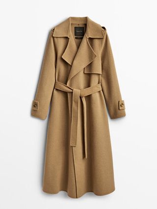 Massimo Dutti + Wool Trench Coat With Belt