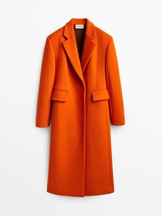 Massimo Dutti + Limited Edition Orange Wool Blend Coat