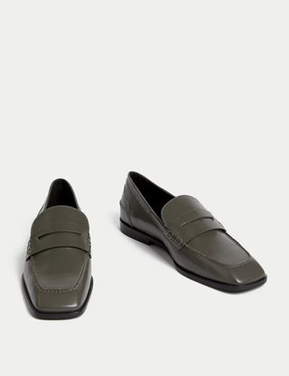 Autograph + Leather Flat Square Toe Loafers