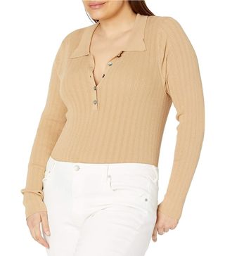 The Drop + Dara Slim Fitted Variegated Rib Polo Sweater