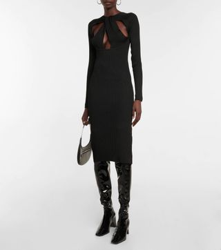 Coperni + Cutout Ribbed-Knit Dress