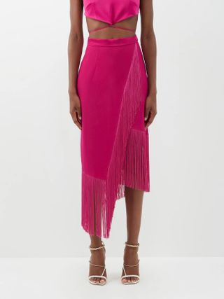 Taller Marmo + Bossa Nova Fringed Crepe Skirt