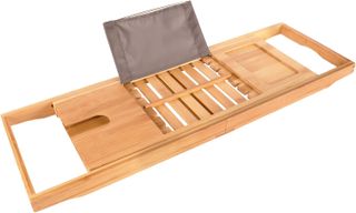 Tregini + Extendable Bamboo Wood Bathtub Tray