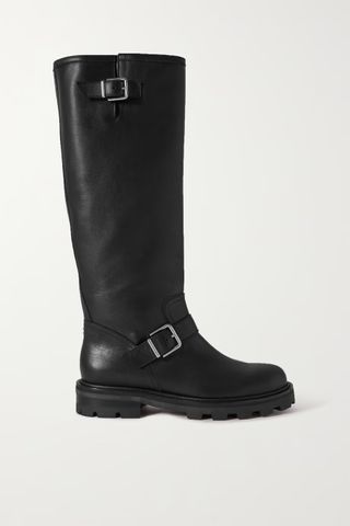 Jimmy Choo + Biker II 35 Buckled Leather Knee Boots