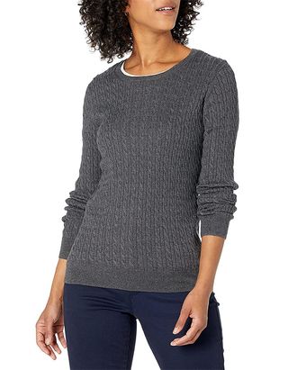 Amazon Essentials + Lightweight Long-Sleeve Cable Crewneck Sweater
