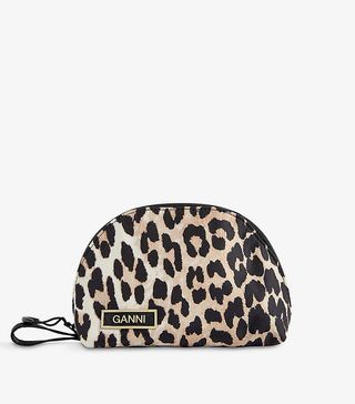 Ganni + Leopard-Print Recycled-Polyester Beauty Case