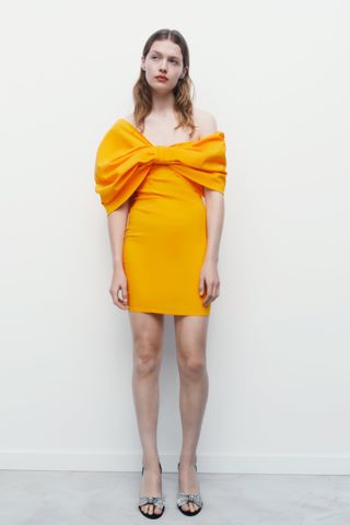 Zara + Asymmetric Dress With Bow
