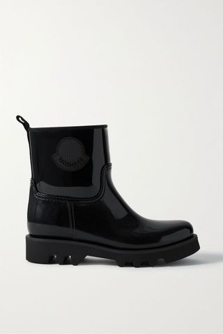 Moncler + Ginette Logo-Appliquéd Glossed-Rubber Rain Boots