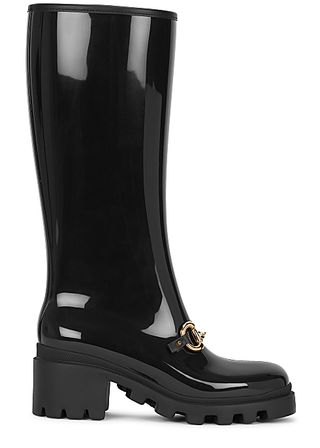 Gucci + Black Rubber Knee-High Boots
