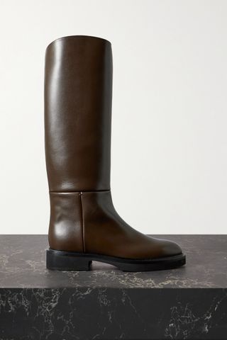 Khaite + Derby Leather Knee Boots