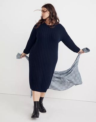 Madewell + (Re)sourced Ribbed Midi Sweater Dress