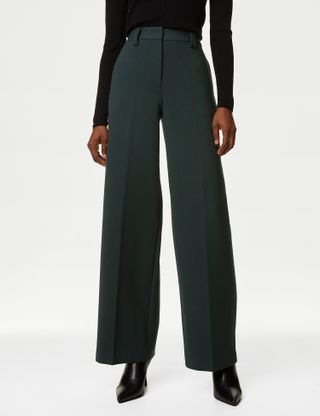 M&S Collection + Crepe Wide Leg Trousers