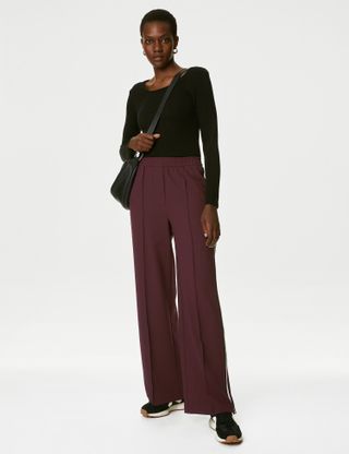 M&S Collection + Side Stripe Wide Leg Trousers