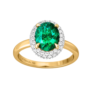 Fenton + Vintage Oval Emerald 18k Yellow Gold Ring