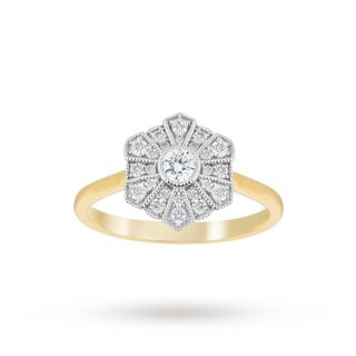 Jenny Packham + 18ct Yellow Gold 0.39cttw Flower Cluster