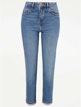 George + Skye Blue Mid Wash High Rise Straight Jeans