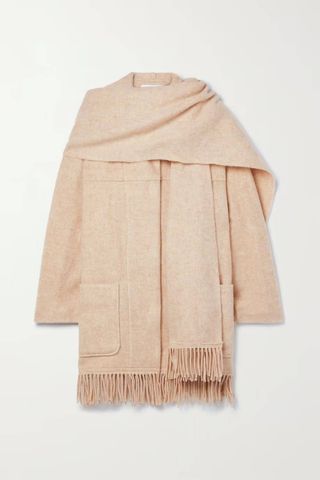 Marant Étoile + Faty Draped Fringed Wool-Blend Coat