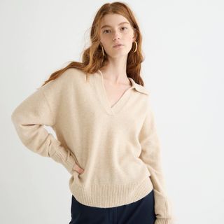 J.Crew + Collared V-Neck Sweater