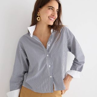 J.Crew + Relaxed-fit Cropped Cotton Poplin Shirt