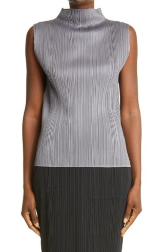 Pleats Please Issey Miyake + Pleated Funnel Neck Top