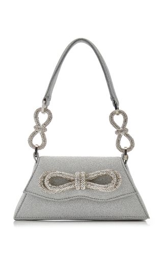 Mach & Mach + Samantha Double-Bow Glittered Shoulder Bag