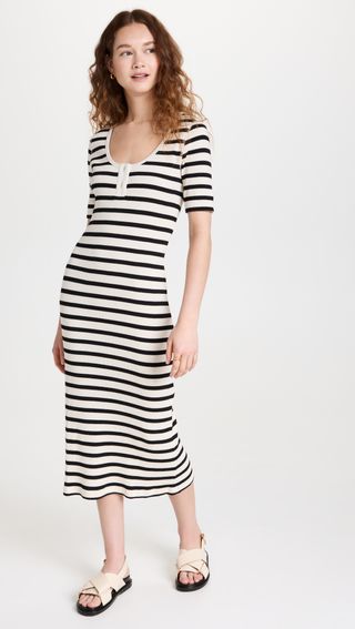 Ganni + Striped Ribbed Dress
