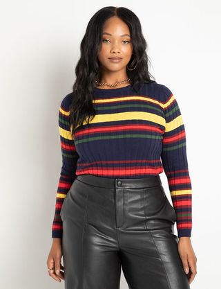 Eloquii + Striped Fitted Sweater