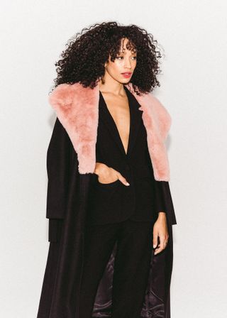 Hilary MacMillan + Faux Fur Collar Wrap Coat