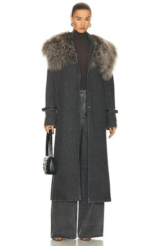 Lapointe + Washed Denim Relaxed Mongolian Trench